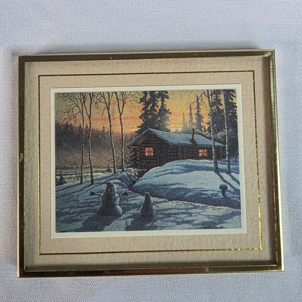 Gary Peterson Christmas in the Alaska Bush Miniature Art Print Signed 38/500